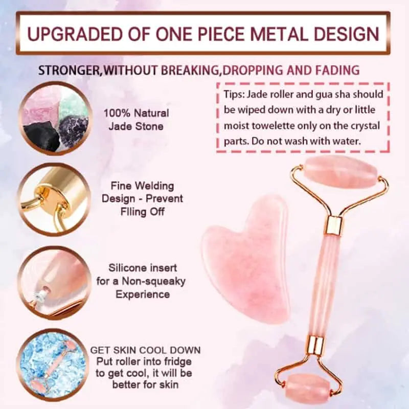 Rose Quartz| Face Roller and Gua Sha Set